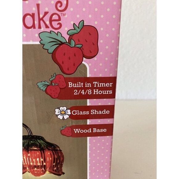Strawberry Shortcake Candle Warmer Lamp Glass Shade Wood Base W/ Timer VIRAL NEW main image 8